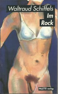 Cover des Buches ,,Im Rock", zeigt Zeichnung einer trans Frau, frontal und mit nacktem Unterkörper von vorne