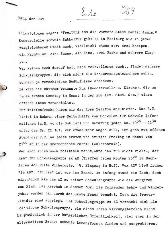 Maschinengeschriebener Bericht, Text siehe Beitrag
