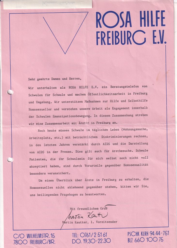 Brief auf Rosa Hilfe Briefpapier, Text siehe Beitrag