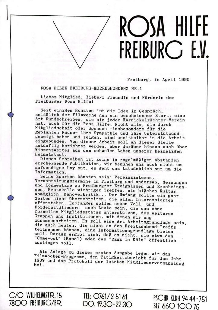 Rundschreiben auf Rosa Hilfe Briefpapier, Text siehe Beitrag